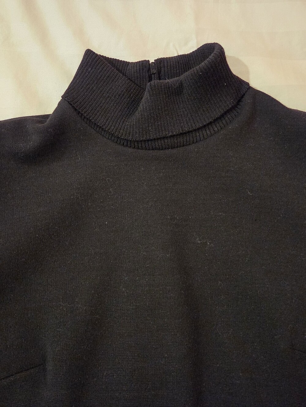 Vtg 60s 70s Act III Black Sleeveless Mock Neck Turtleneck Knit Mod Shell Top M
